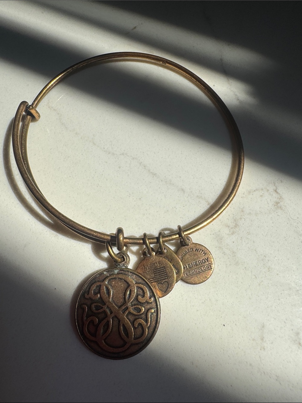 Alex and Ani Antique Gold Path of Life Charm Bangle Bracelet
